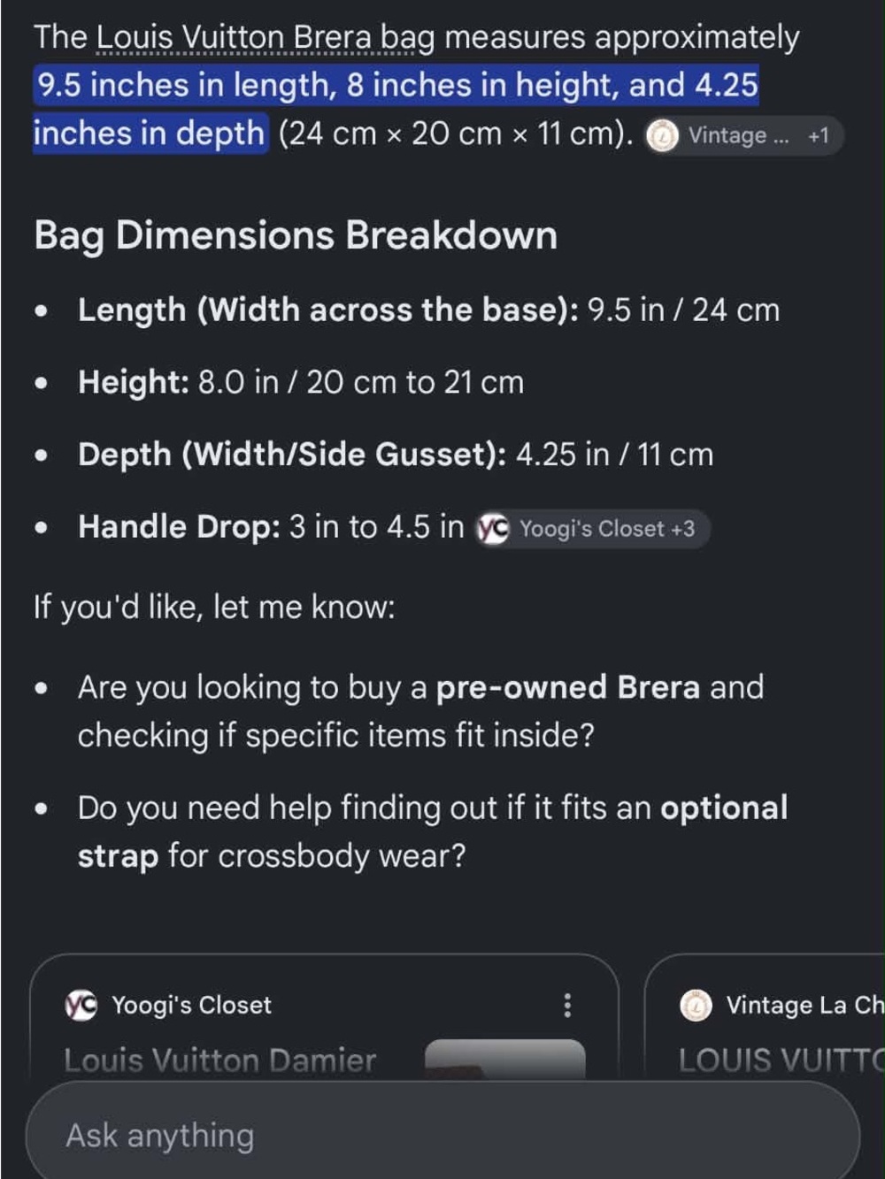 Louis Vuitton Brera Black Messenger Bag